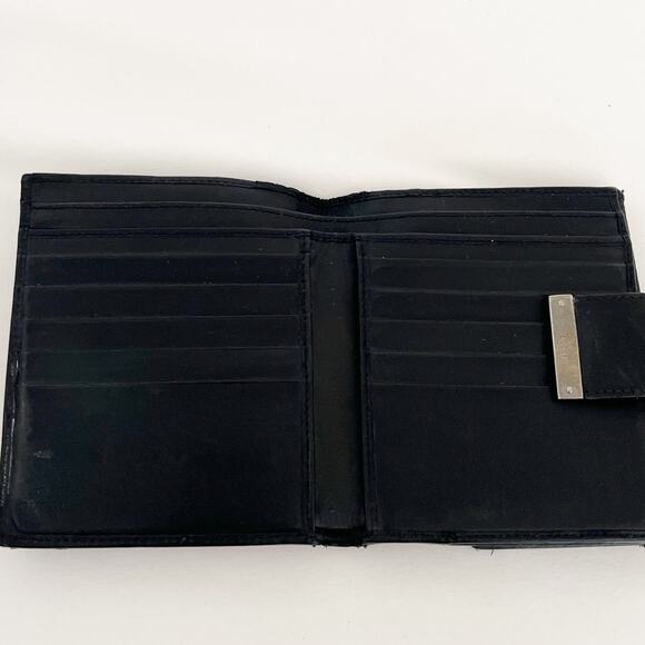 GUCCI Black GG Canvas Bifold French Flap Wallet Canvas Leather Silver Tone - Picture 6 of 12